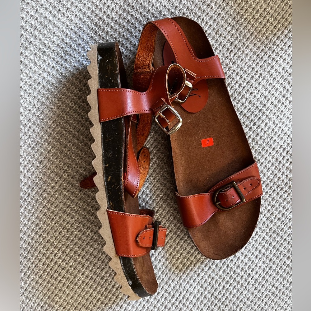 Beautiful Brown Leather Sandals – Made in Mexico (US Size 8.5)